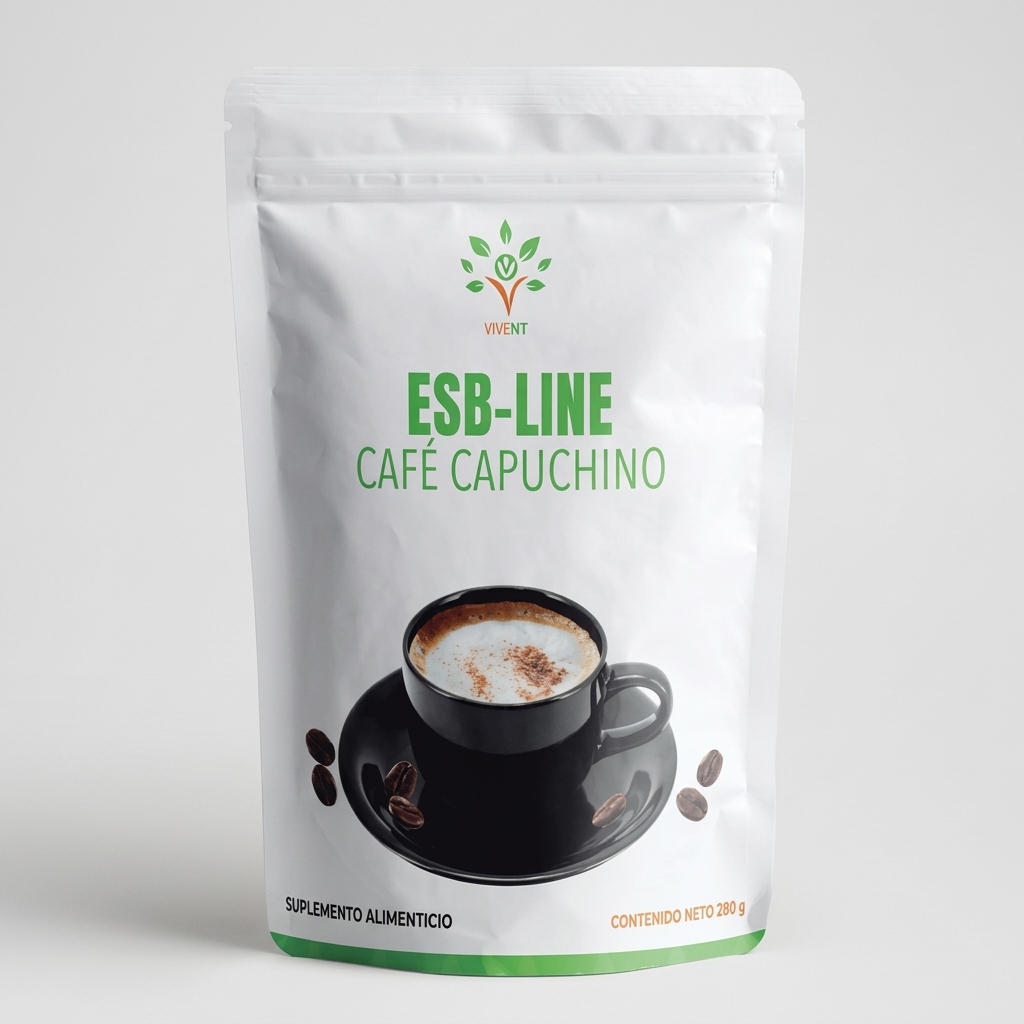 Empaque de ESB-Line Café Capuchino de Vivent de 280 g para energía y metabolismo.
