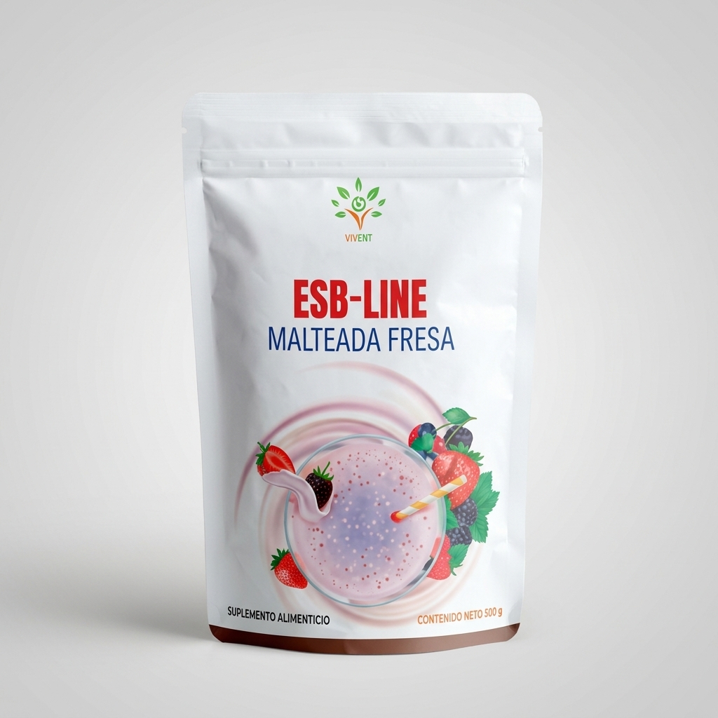 Empaques de ESB-Line Malteada de Vivent de 600 g en varios sabores para el metabolismo.
