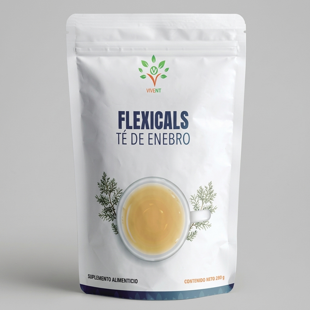 Empaque de Flexicals Té de Enebro de Vivent de 280 g para la flexibilidad articular.