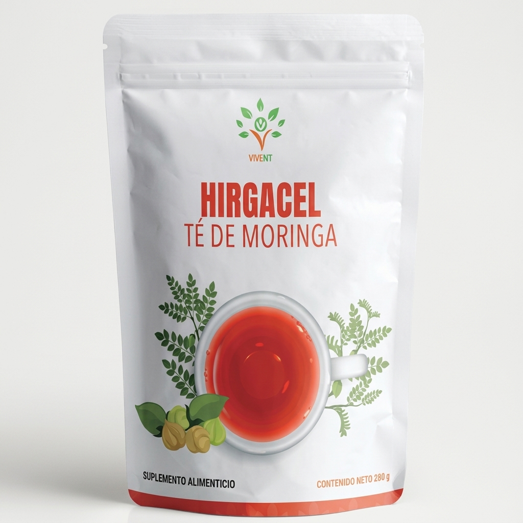 Empaque de Hirgacel Té de Moringa de Vivent de 280 g para la protección del hígado.