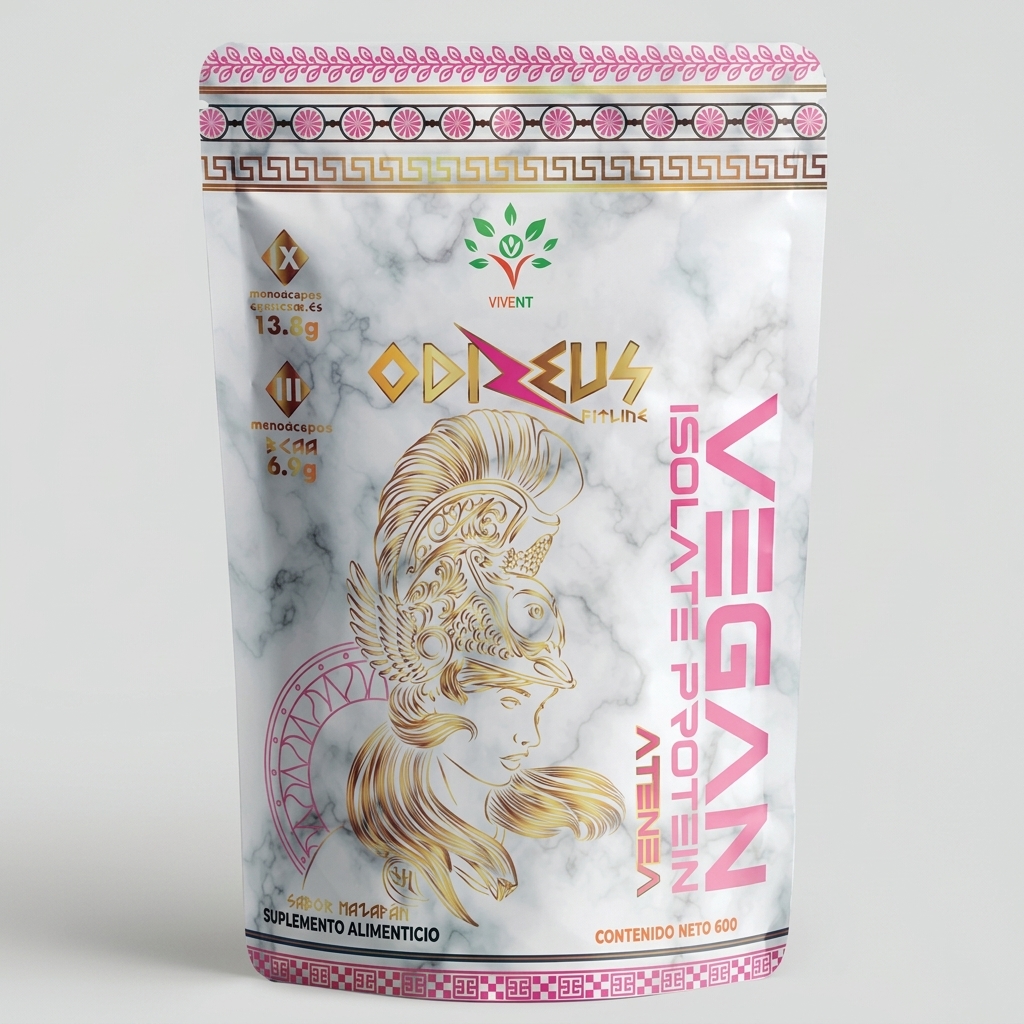 Empaque de Vegan Isolate Protein Atenea de Vivent de 600 g para masa muscular vegetal.
