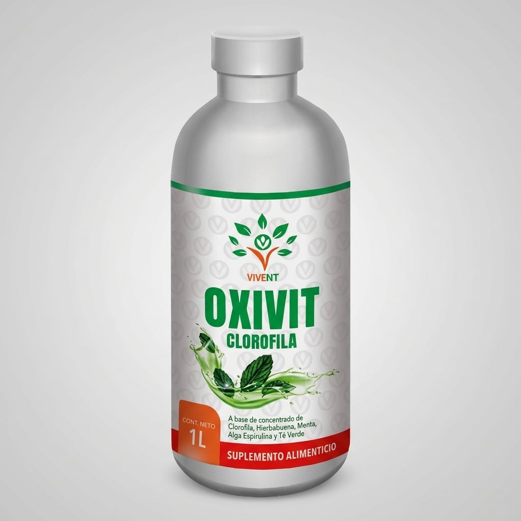 Botella de Oxivit Clorofila líquida de Vivent de 1 Litro para desintoxicación digestiva.